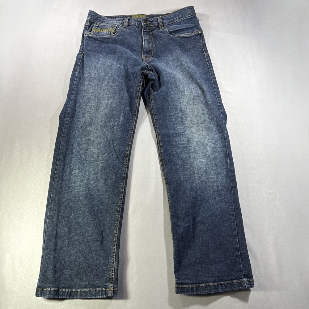 Urban Star Mens Relaxed Straight Leg Jeans Dark Wash Blue Denim 34x30 Stretch